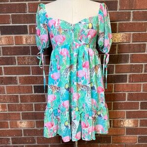 Sincerely Ours Flamingo Jungle Dress Size Medium